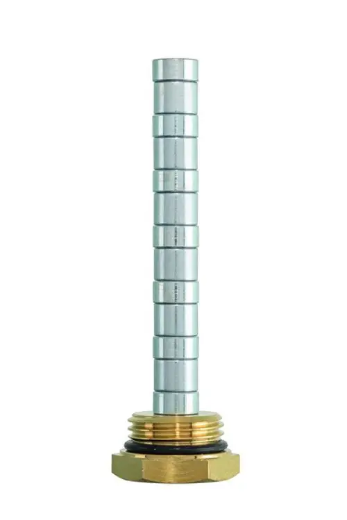 Metallischer Magnetstab mit mehreren Segmenten und einem unteren Anschluss aus Messing. Produkt von IMI Hydronic Engineering zur Verwendung in Abscheidersystemen.